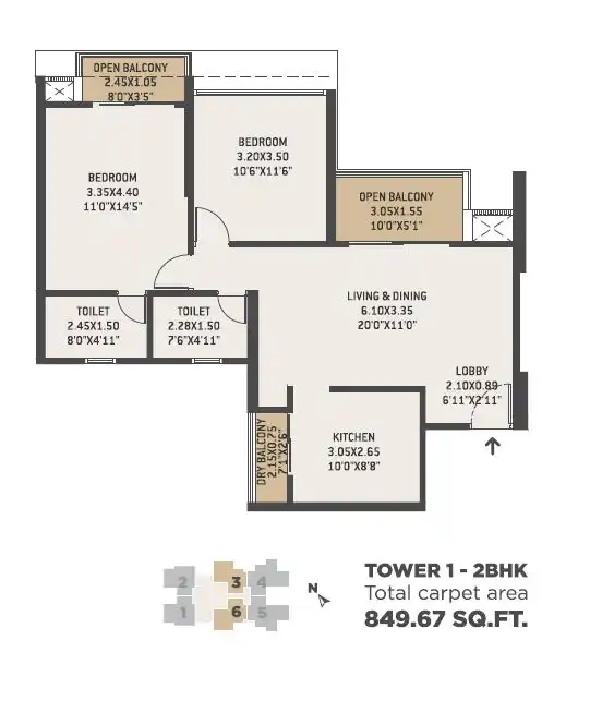 VTP Altair Unit plan - 850 sq.ft.