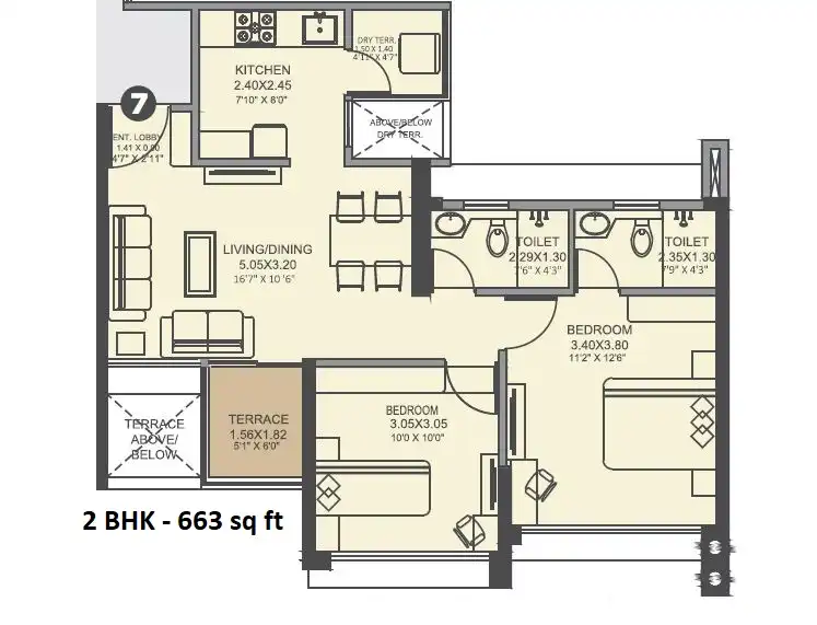 VTP Aethereus Unit plan - 663 sq.ft.