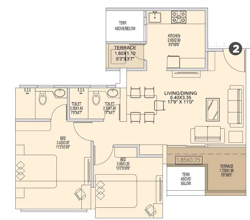 VTP Aethereus Unit plan - 734 sq.ft.