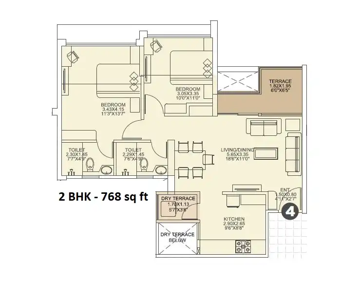 VTP Aethereus Unit plan - 768 sq.ft.