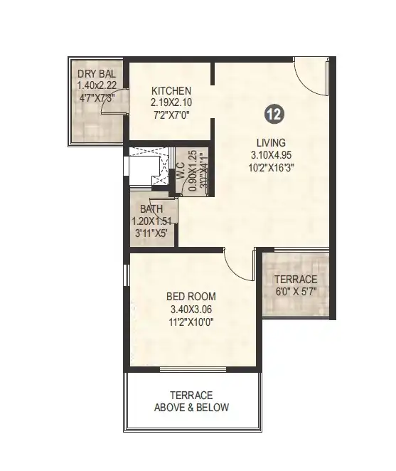 VTP Leonara Unit plan - 450 sq.ft.