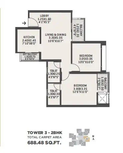 VTP Verve Unit plan - 688 sq.ft.