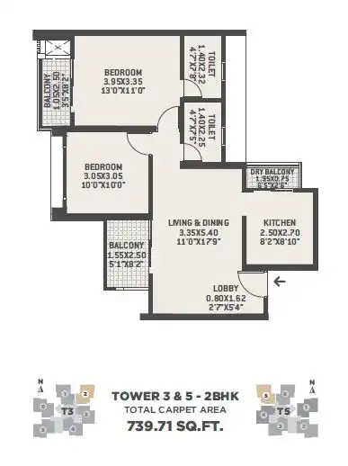 VTP Verve Unit plan - 740 sq.ft.