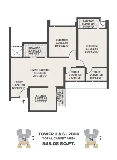 VTP Verve Unit plan - 845 sq.ft.