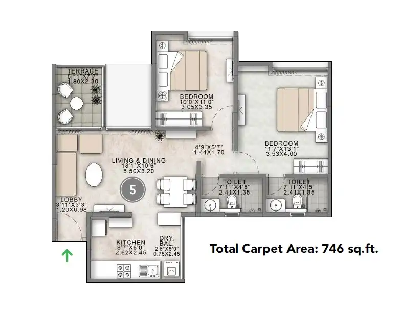 VTP HiLife Unit plan - 746 sq.ft.