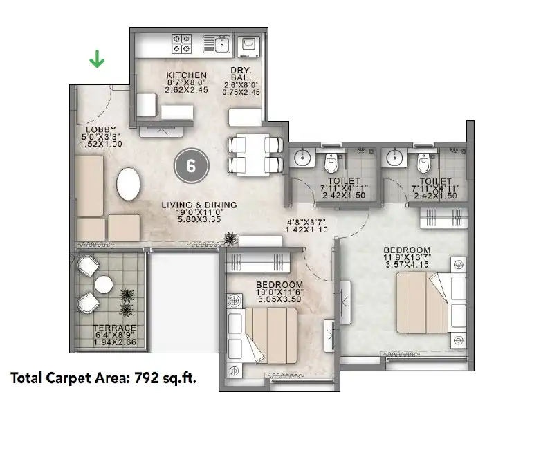 VTP HiLife Unit plan - 792 sq.ft.