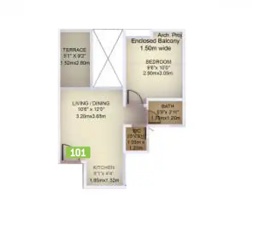VTP Purvanchal Unit plan - 366 sq.ft.