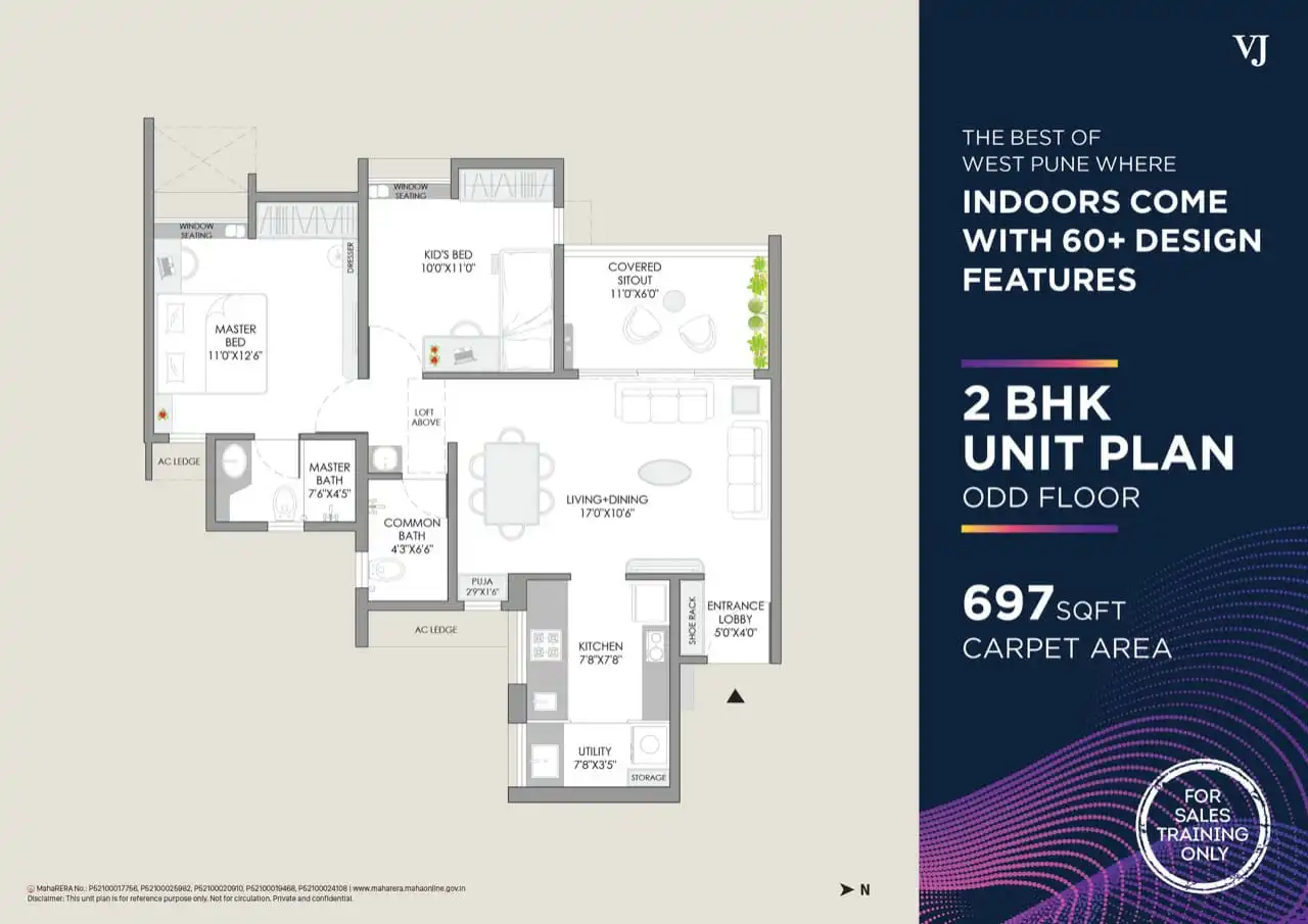 Unit plan - 697 sq.ft.