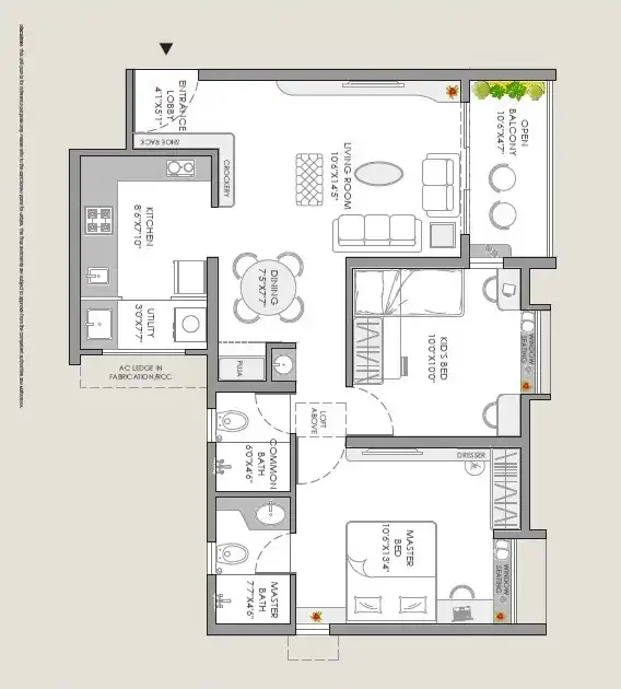 VJ Yashwin Orizzonte Unit plan - 707 sq.ft.