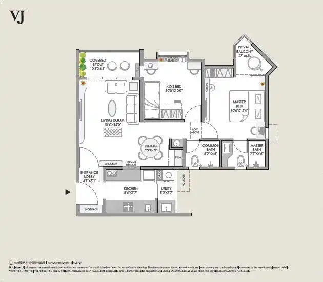 VJ Yashwin Orizzonte Unit plan - 739 sq.ft.