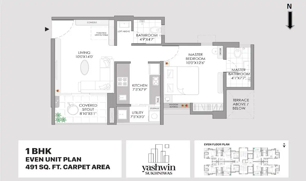 Unit plan - 491 sq.ft.