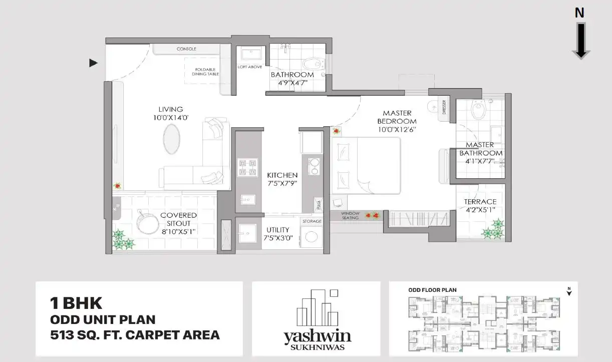 Vj Yashwin Sukhniwas Unit plan - 513 sq.ft.