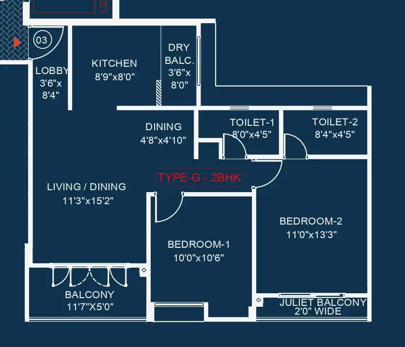Kohinoor Presidentia Unit plan - 808 sq.ft.