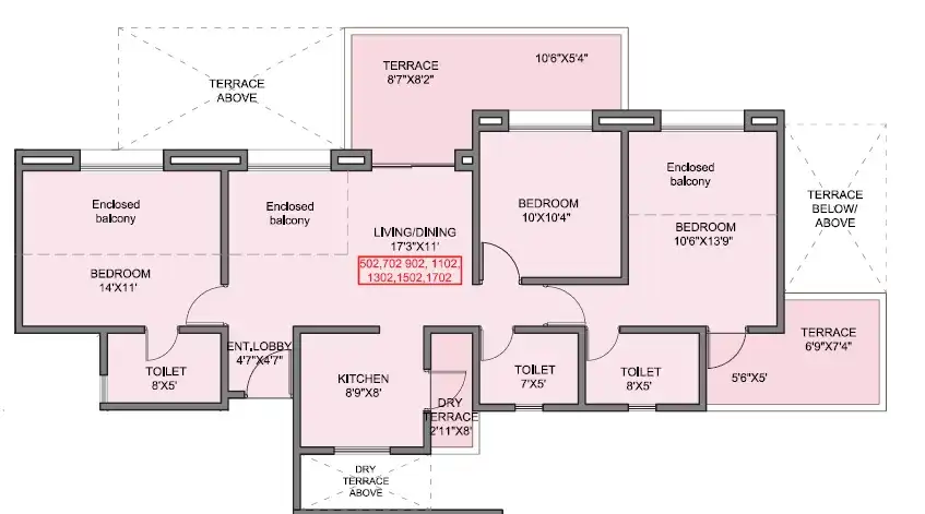 Kohinoor Grandeur Unit plan - 1112 sq.ft.