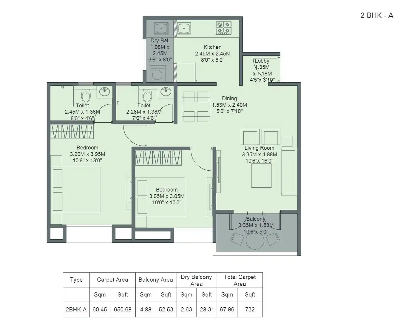 Unit plan - 731 sq.ft.