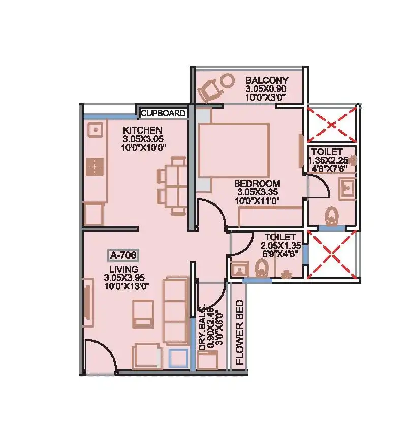 Unit plan - 508 sq.ft.