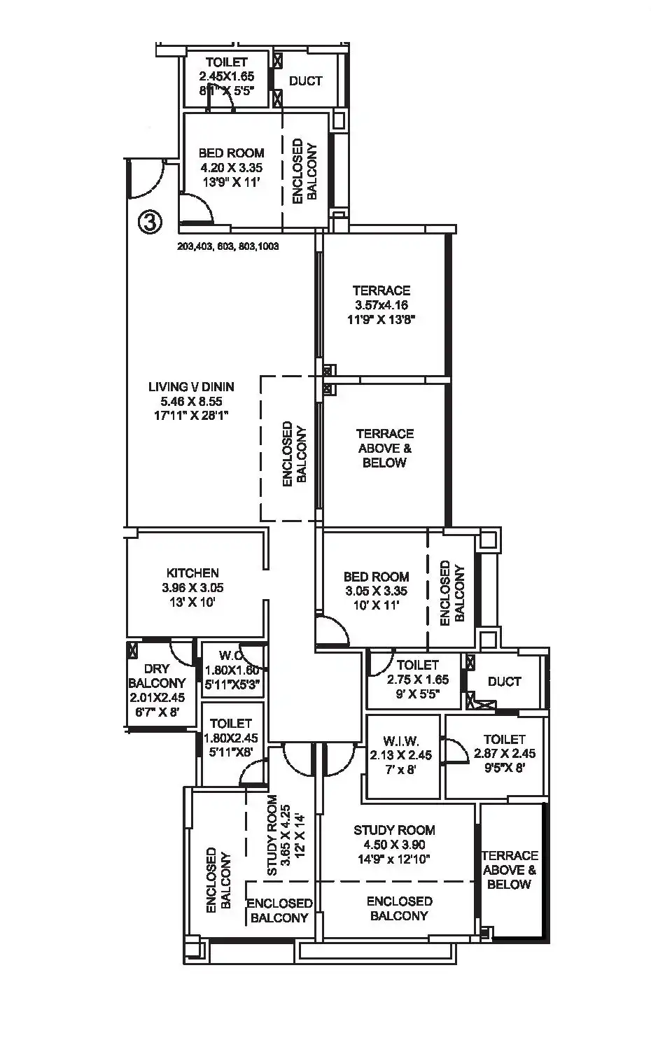 Park Titanium Unit plan - 2462 sq.ft.