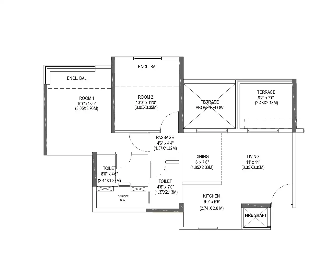 Unit plan - 640 sq.ft.