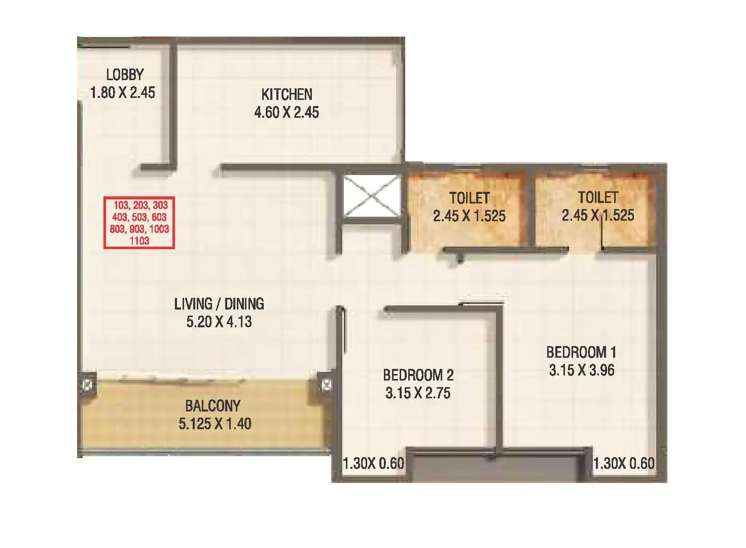Kumar Pratham Unit plan - 892 sq.ft.