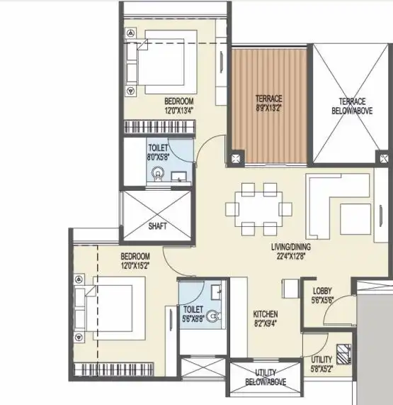 Ganga Platino Unit plan - 1832 sq.ft.