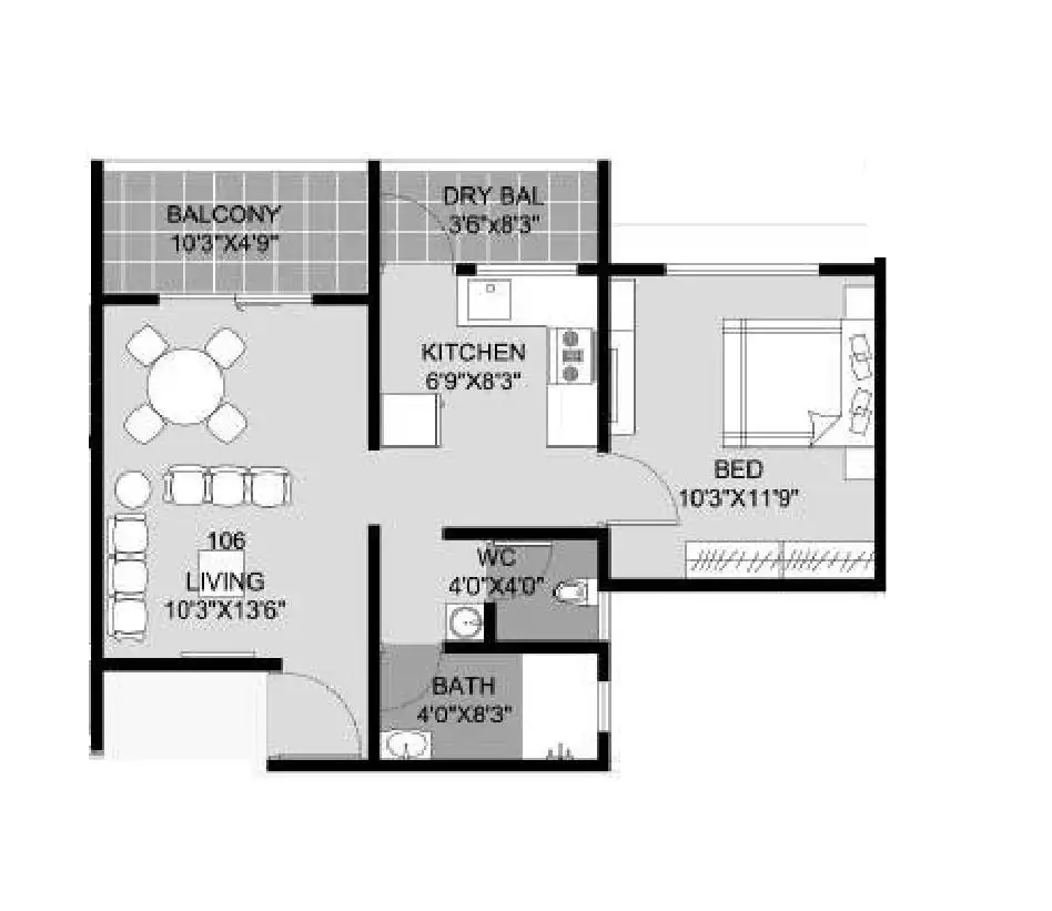 Unit plan - 522 sq.ft.
