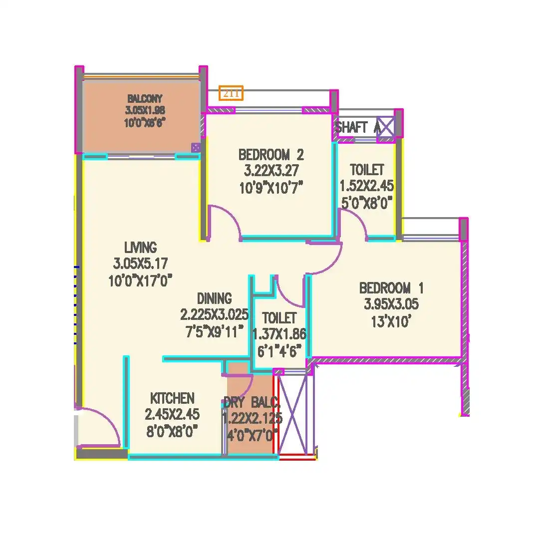 Ganga Acropolis Unit plan - 1066 sq.ft.