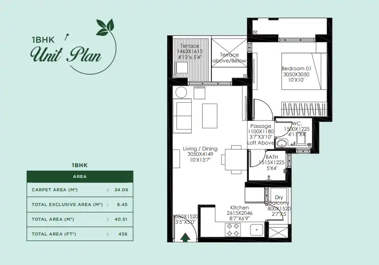 Unit plan - 436 sq.ft.