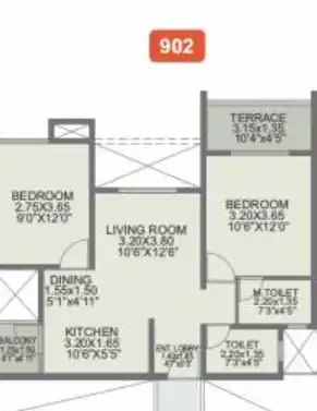 Rohan Ipsita Unit plan - 737 sq.ft.