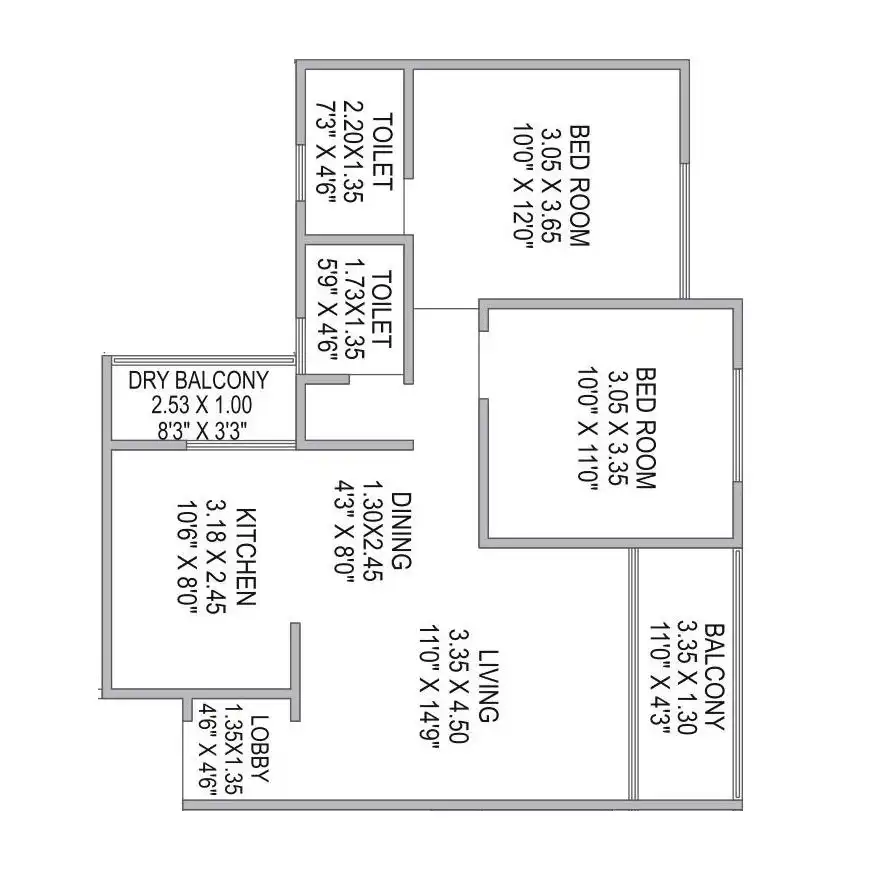 Mantra Essence Unit plan - 731 sq.ft.