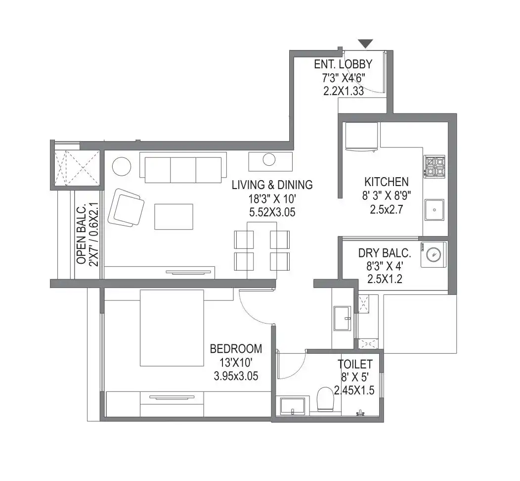 Unit plan - 576 sq.ft.