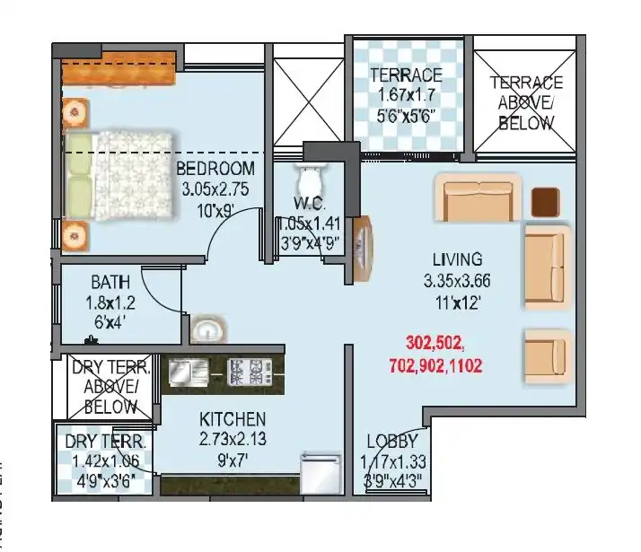 Mantra 24 West Unit plan - 439 sq.ft.