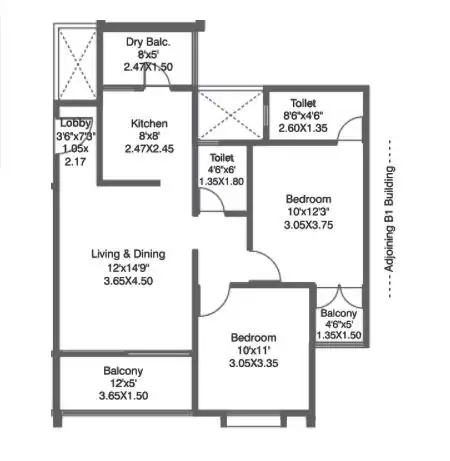 Unit plan - 748 sq.ft.