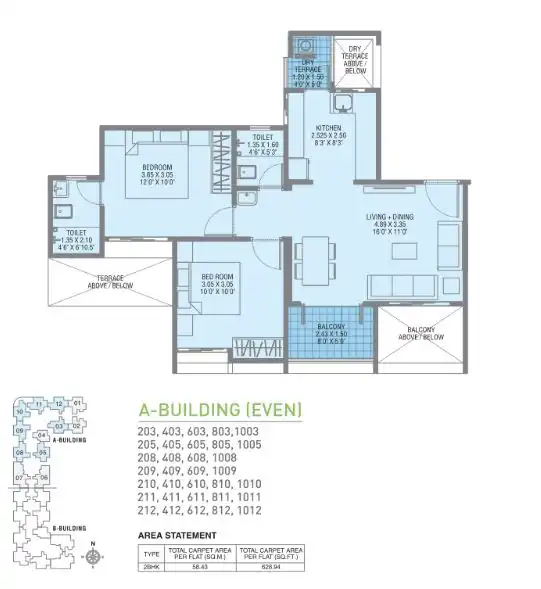 Unit plan - 629 sq.ft.