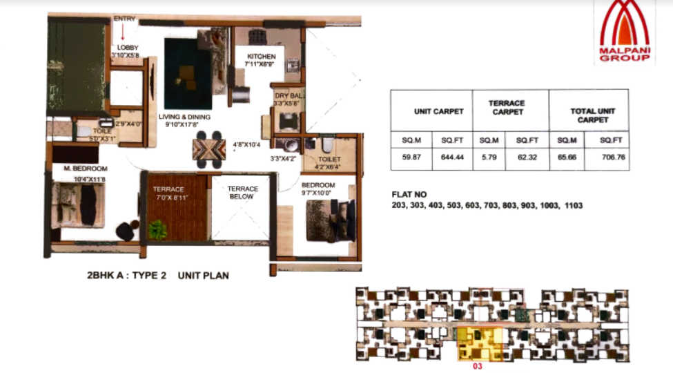 Unit plan - 707 sq.ft.