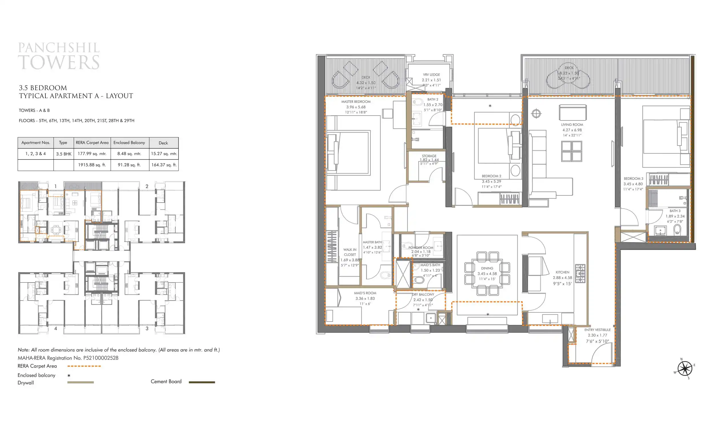 Panchshil Towers Unit plan - 2100 sq.ft.