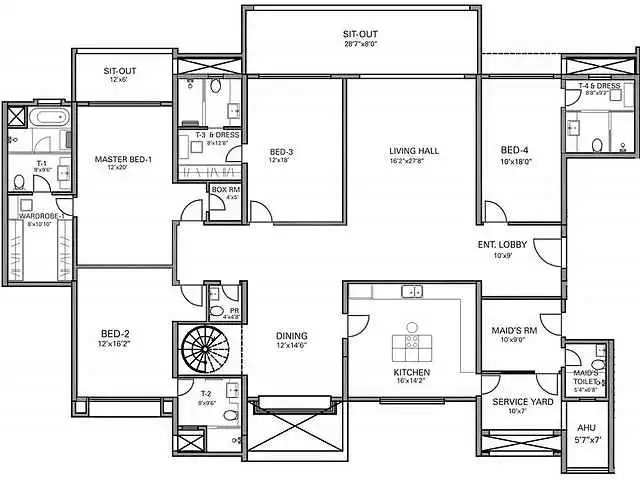 Panchshil Eon WaterFront Phase 2 Unit plan - 3300 sq.ft.