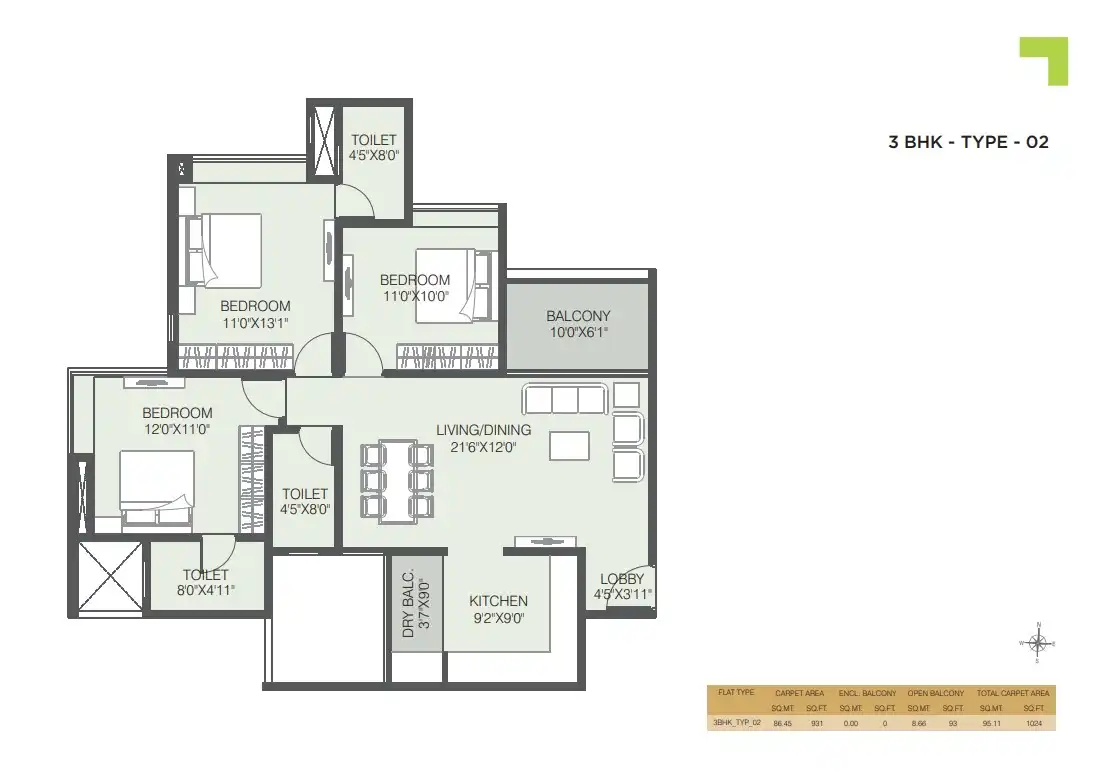 RGS Forte Unit plan - 1024 sq.ft.