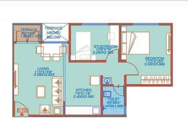 Austin County Unit plan - 589 sq.ft.