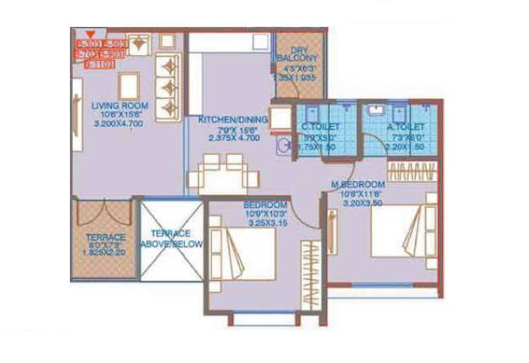 Austin County Unit plan - 707 sq.ft.