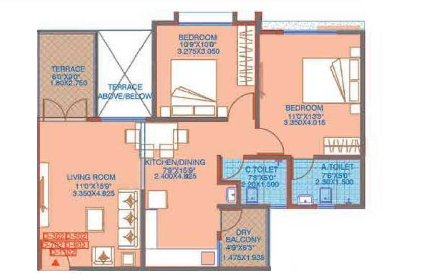 Austin County Unit plan - 750 sq.ft.