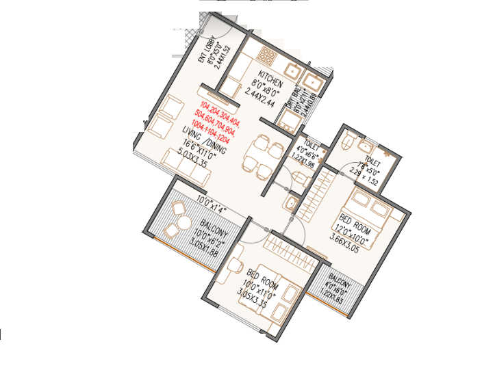 Rajluckxmi Stellar Homes Unit plan - 757 sq.ft.