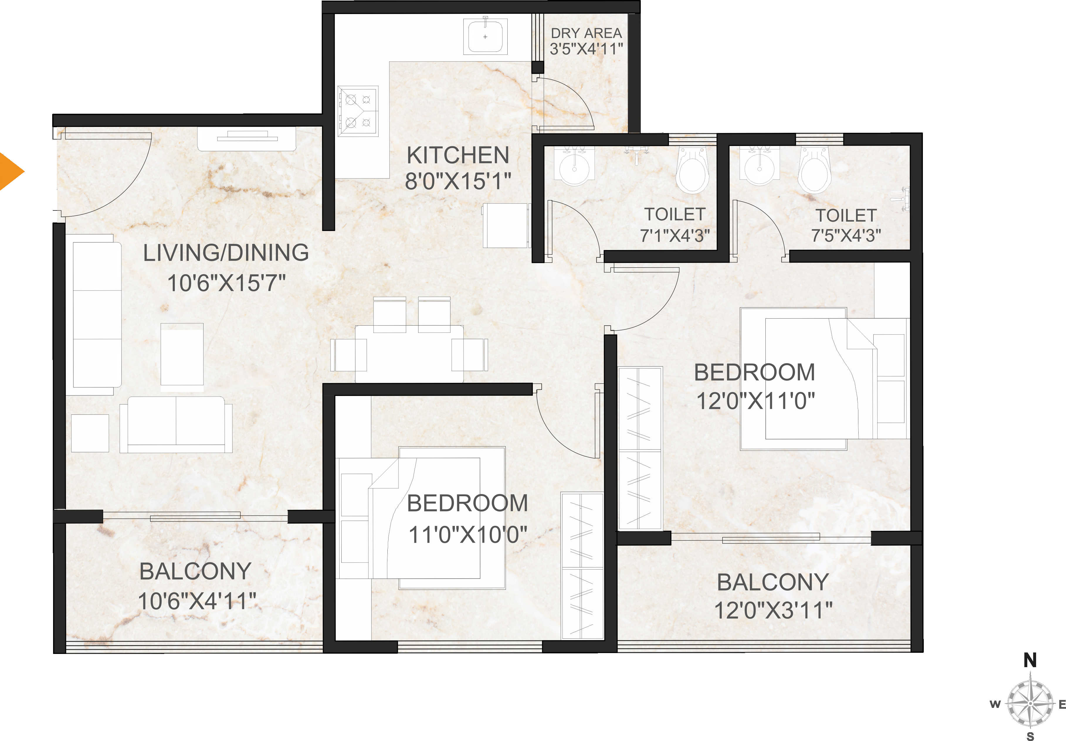 Unit plan - 766 sq.ft.