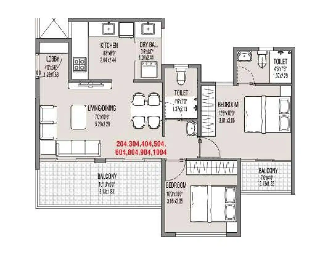 Millennium Pacific Unit plan - 779 sq.ft.