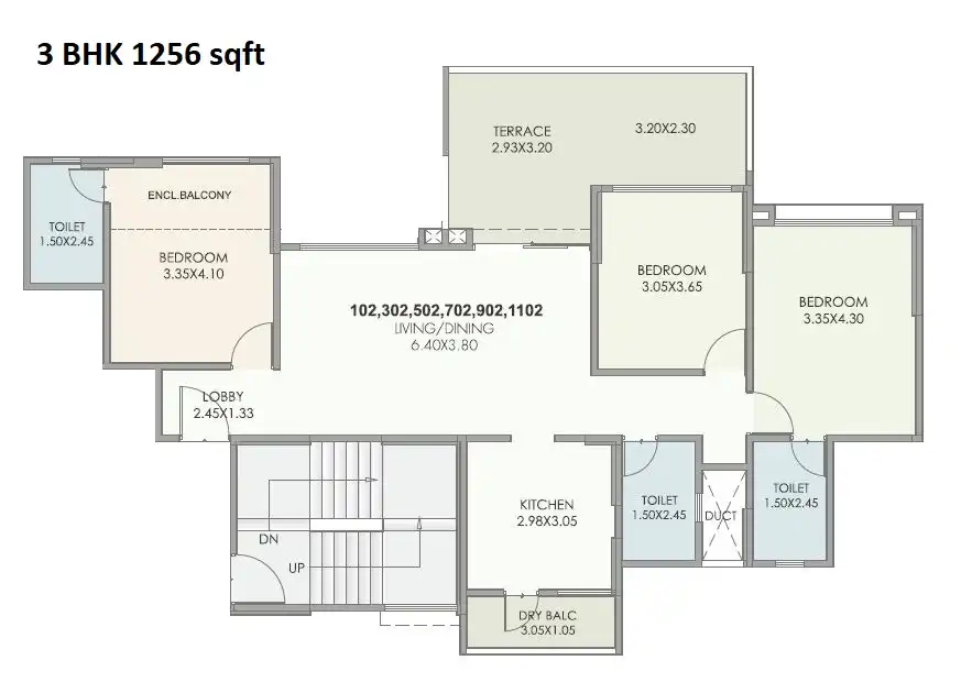 Unit plan - 1256 sq.ft.