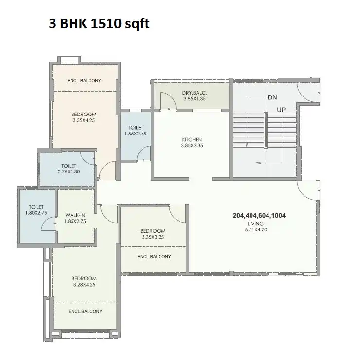 Kolte Patil 24k Stargaze Unit plan - 1510 sq.ft.