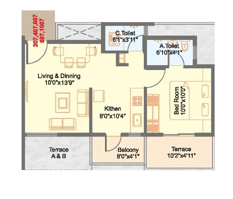 Unit plan - 419 sq.ft.