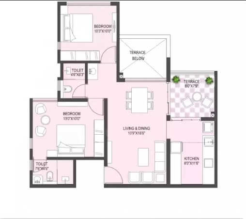 Rama Metro Life Maxima Unit plan - 724 sq.ft.