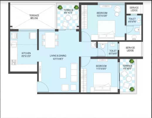 Rama Metro Life Maxima Unit plan - 788 sq.ft.