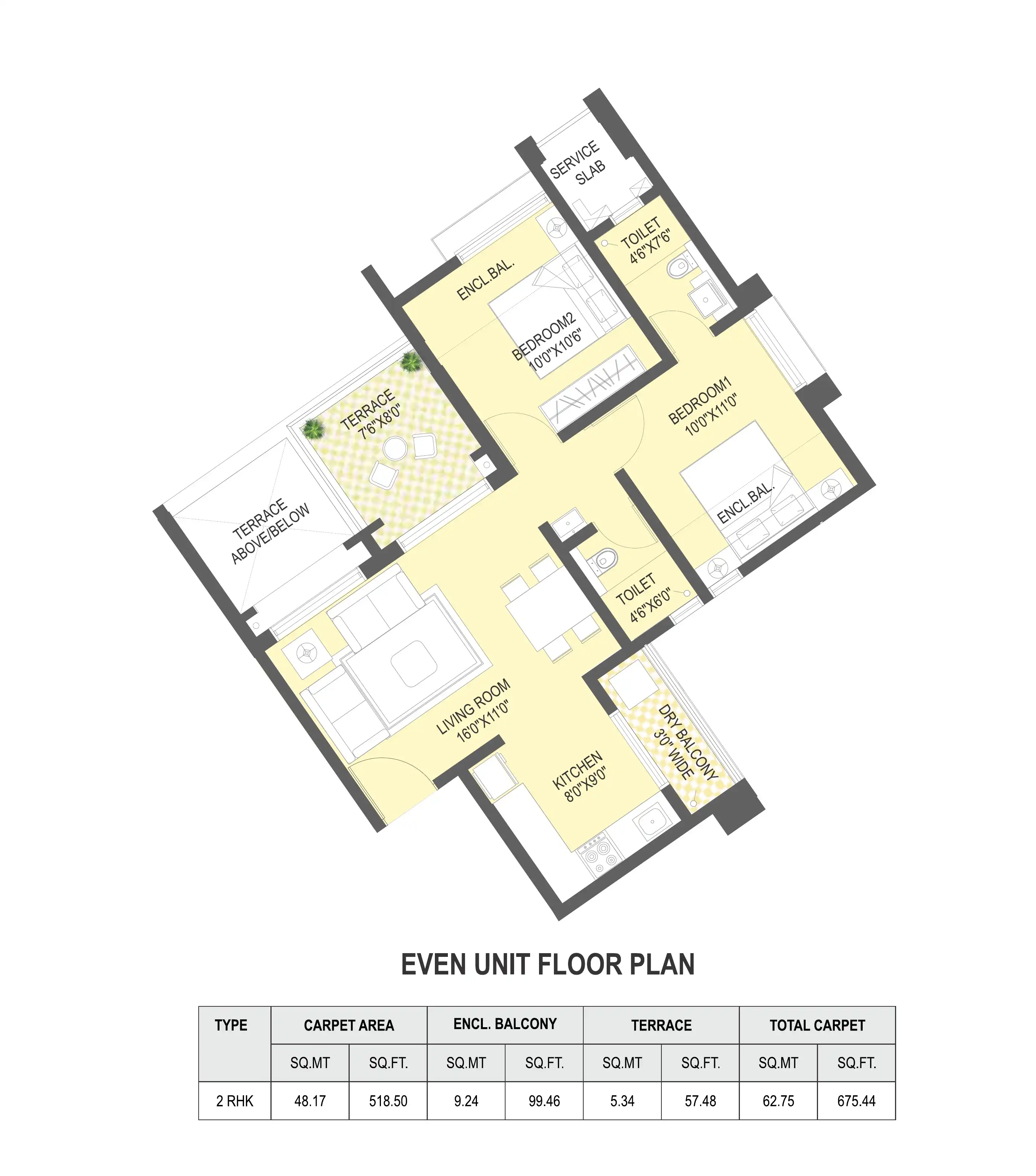 Unit plan - 675 sq.ft.