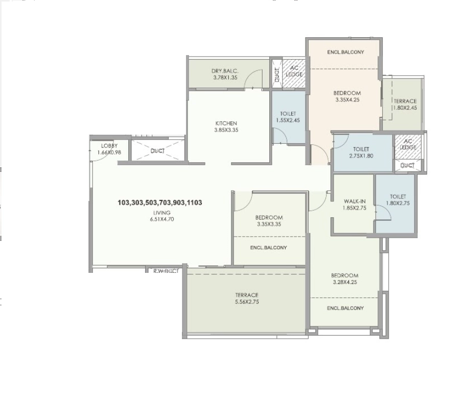 Kolte Patil 24k Stargaze Unit plan - 1580 sq.ft.